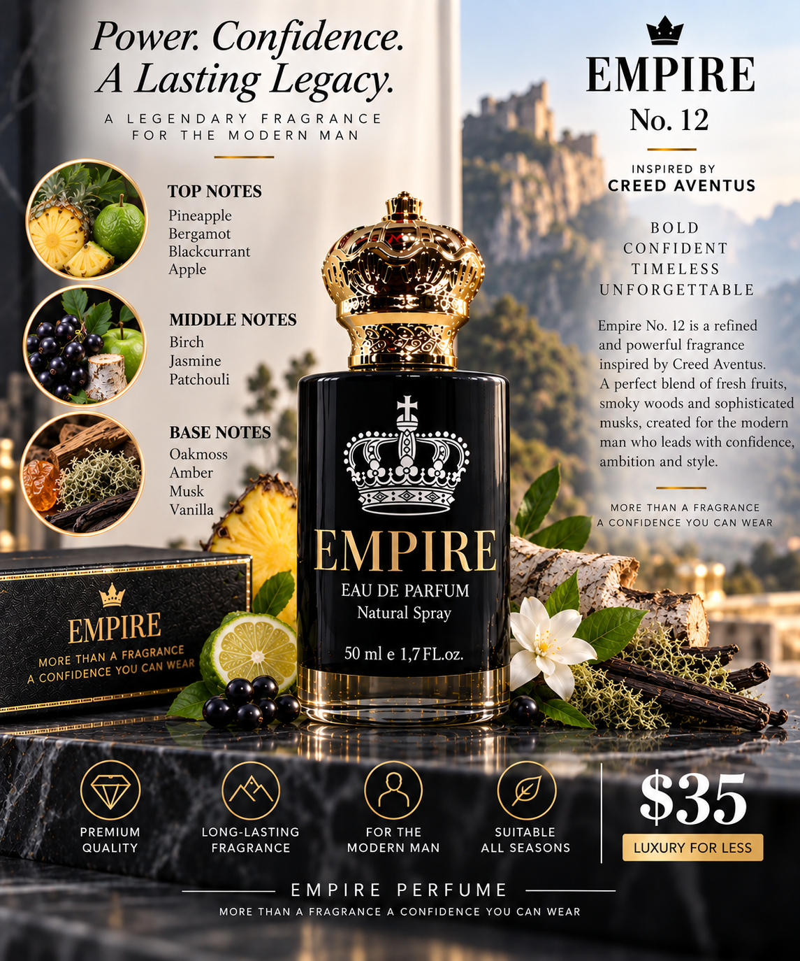 Empire No. 12 Creed Aventus inspired fragrance