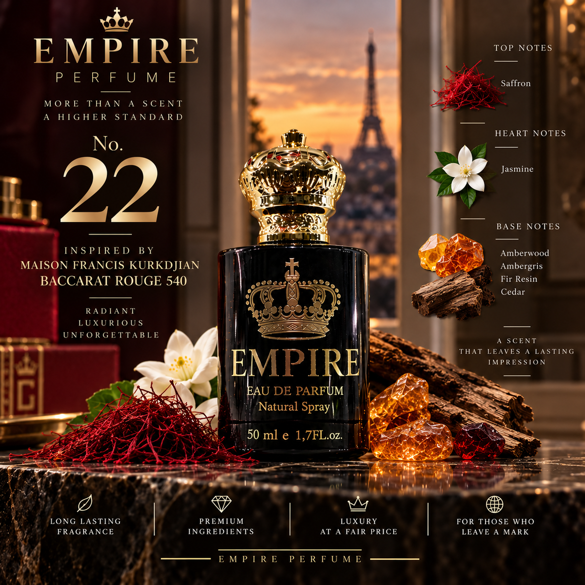 Empire No. 22 Baccarat Rouge 540 inspired fragrance