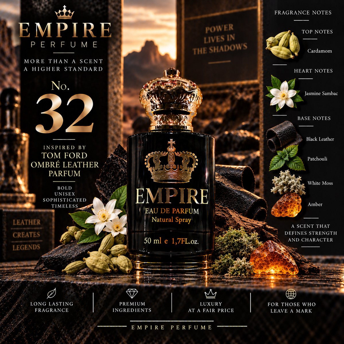 Empire No. 32 Ombre Leather Parfum inspired fragrance